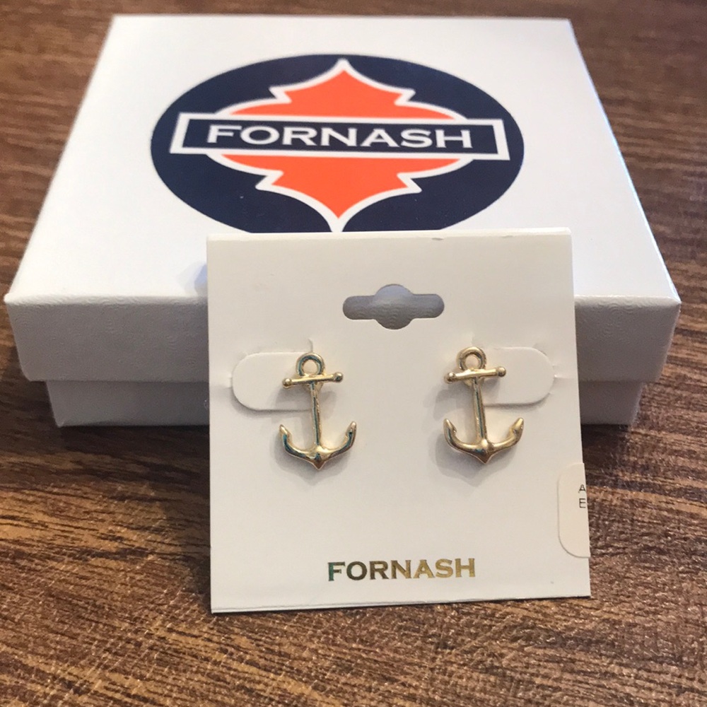 Fornash gold anchor earrings